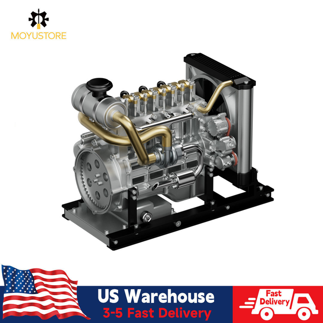 TECHING 300+PCS Build an OHV Inline Four-cylinder Diesel Engine Model That Runs