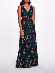 Keyhole Back Floral Gown