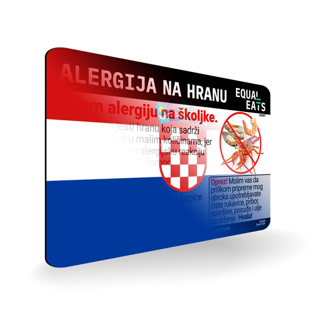 Croatian Shellfish Allergy Card