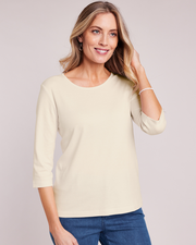 Essential Knit Three-Quarter Sleeve Tee