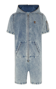 Soft Denim Short Jumpsuit Light Blue