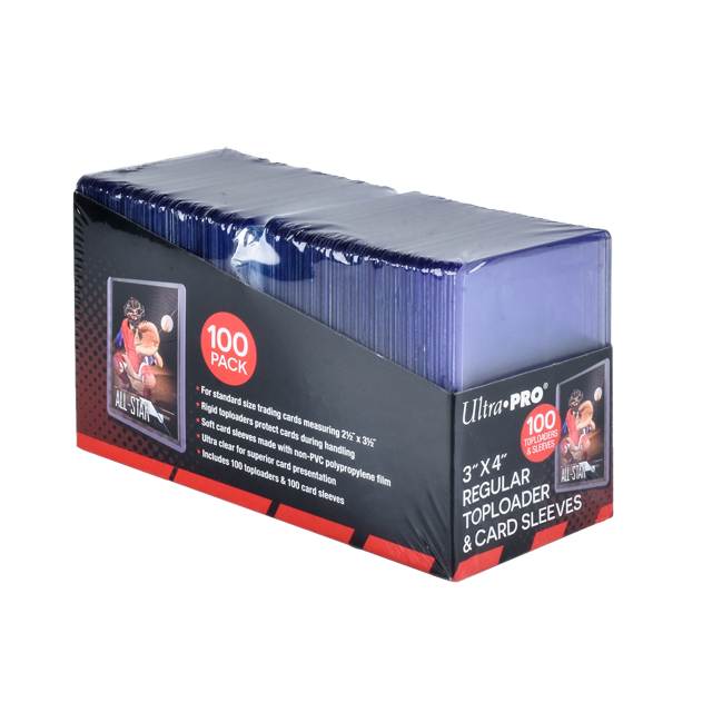3" x 4" Clear Regular Toploaders and Soft Sleeves Bundle (100ct) for Standard Size Cards