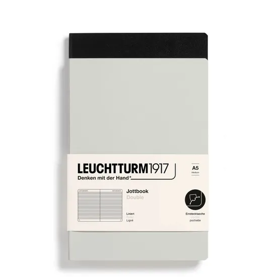 LEUCHTTURM1917 Jottbook Double Pack A5 Light Grey & Black - Ruled