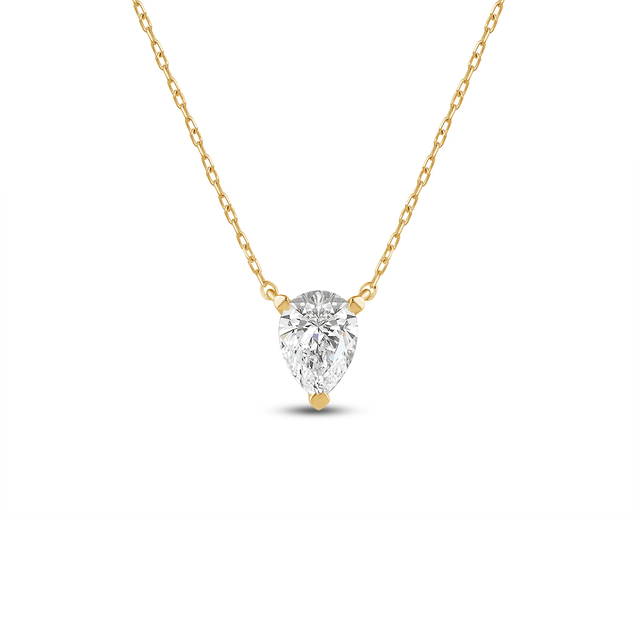 3 Prong Point Down Lab Created Diamond Pear Drop Solitaire Necklace
