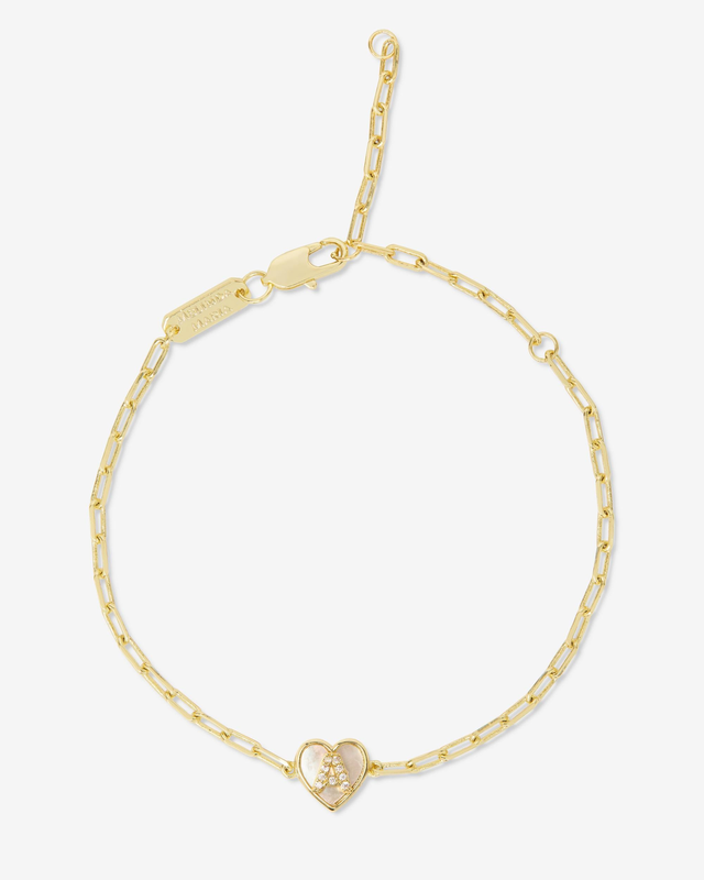 Baby Love Letters Heart Bracelet - Gold|White Diamondettes