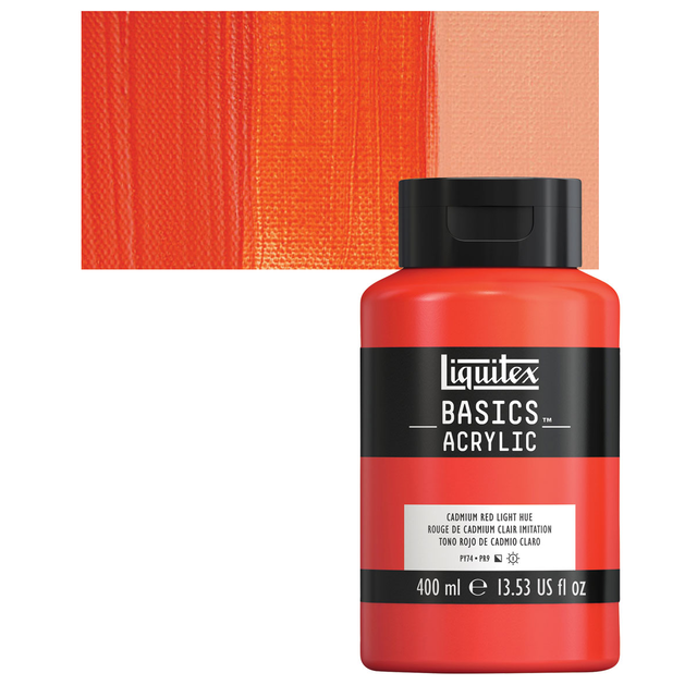 Liquitex Basics - Cadmium Red Light Hue, 13.5 oz Squeeze Bottle