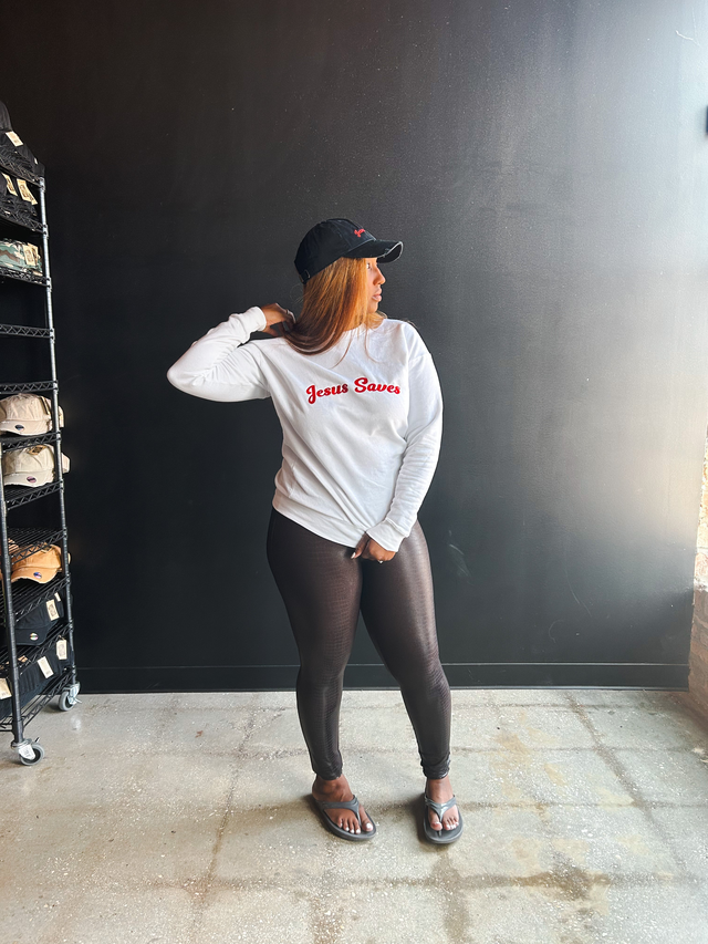 Jesus Saves Embroidered Adult Drop Shoulder Sweatshirt