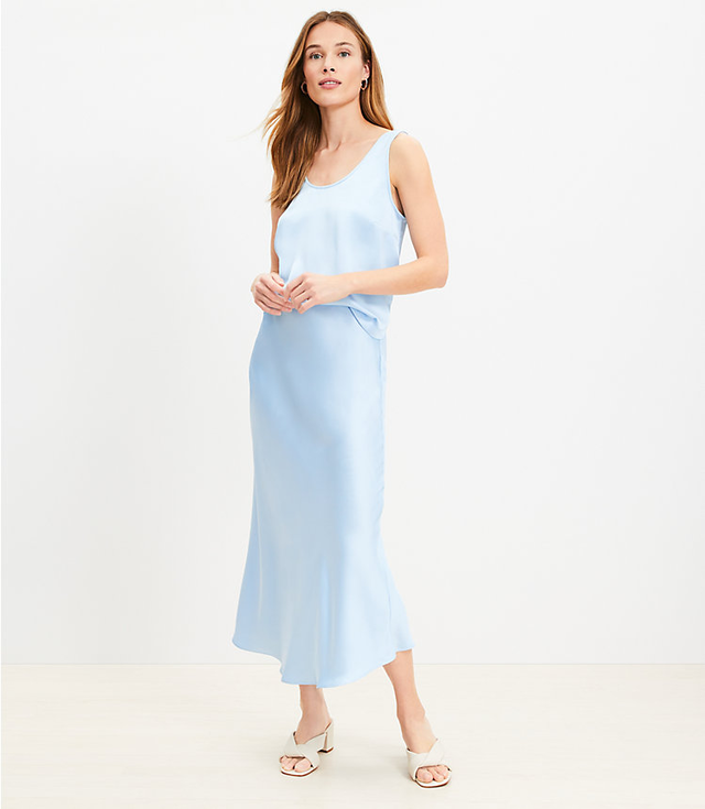 Petite Satin Bias Midi Skirt