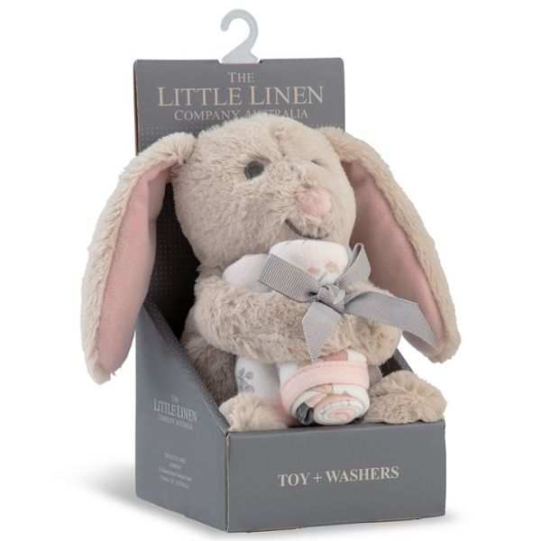 The Little Linen Company Plush Toy & Washers Harvest Bunny