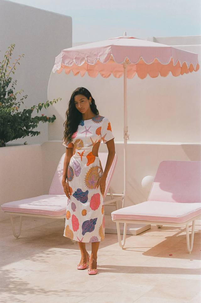 Lydia Midi Party Dress White