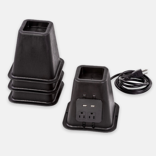 5.5-Inch Black Square Charging Bed Risers