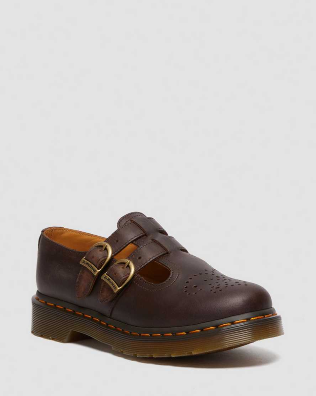 DR MARTENS 8065 Crazy Horse Leather Mary Jane Shoes