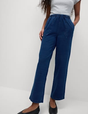 Denim Jersey Straight Leg Trousers