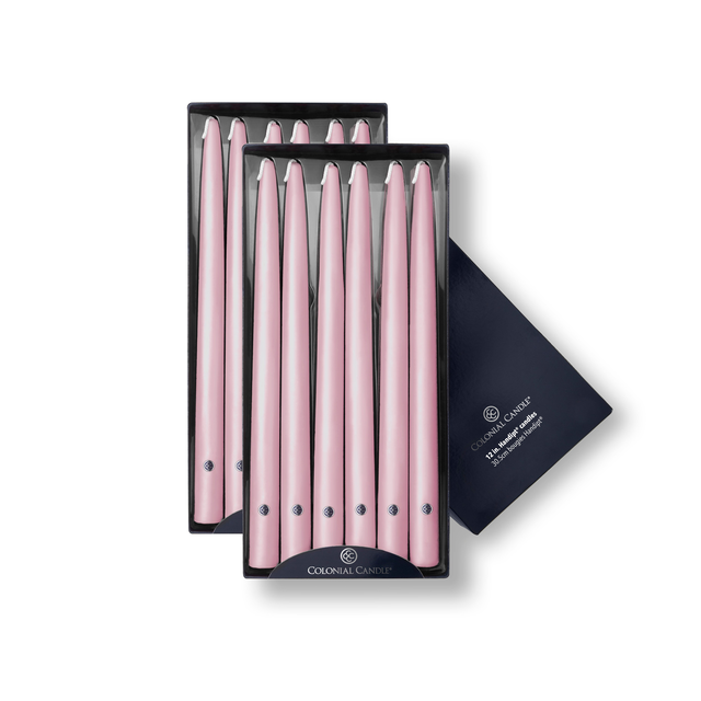12" Persian Pink Handipt Taper, 12 Pack