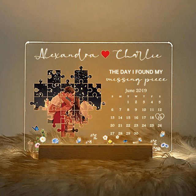 The Day I Found My Missing Piece Light Frame Personalized Gift