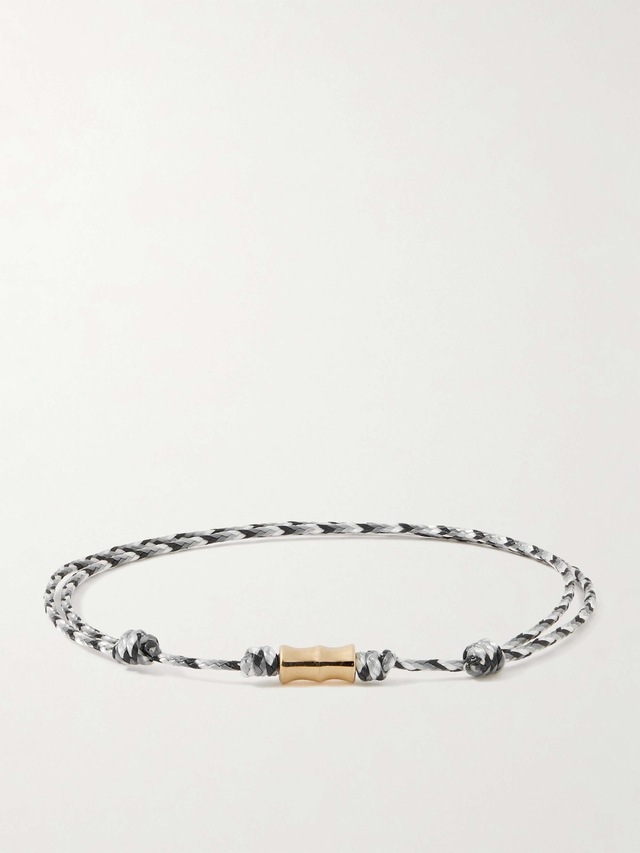 14-Karat Gold and Cord Bracelet - gray - One Size