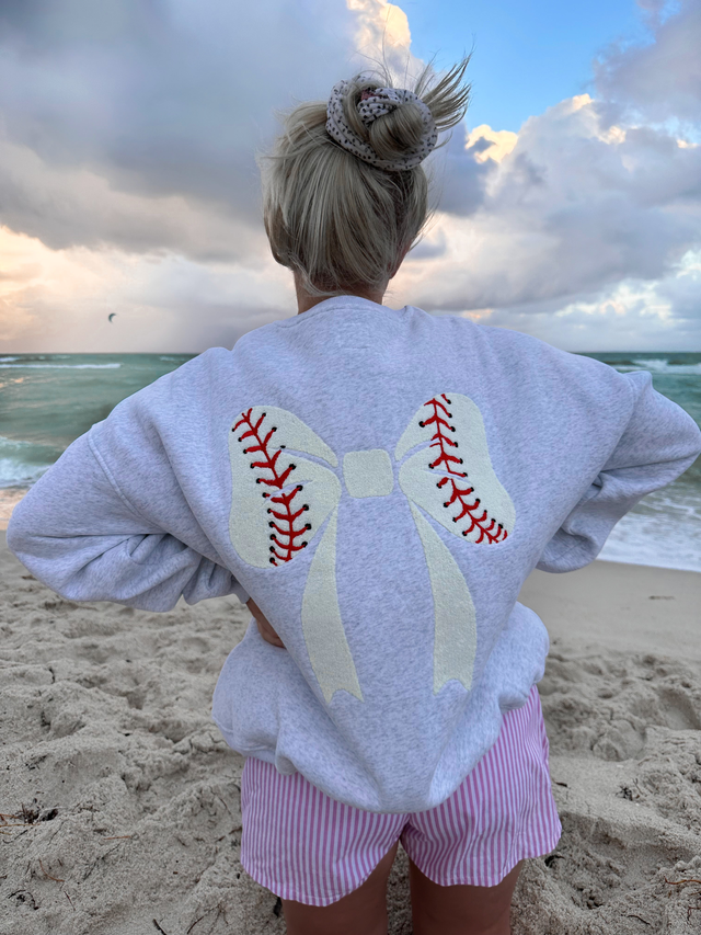 Baseball Bows Embroider Sweatshirt