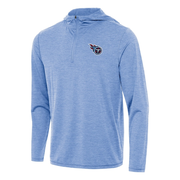 Men's Antigua Heather Light Blue Tennessee Titans  Tidy Quarter-Zip Pullover Hoodie