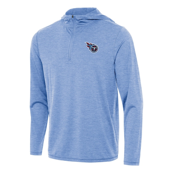 Men's Antigua Heather Light Blue Tennessee Titans  Tidy Quarter-Zip Pullover Hoodie