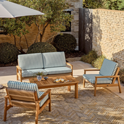 Kew 4 Seater Sofa Set with Coffee Table - Raya Stripe Turchese