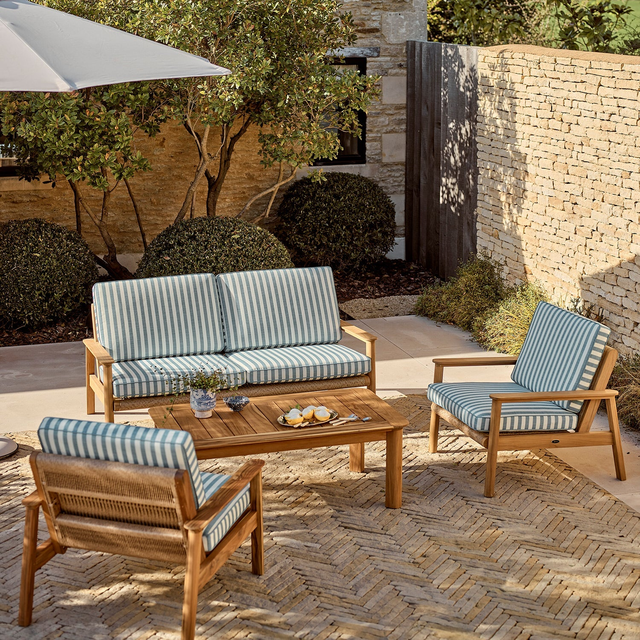 Kew 4 Seater Sofa Set with Coffee Table - Raya Stripe Turchese