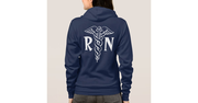 Registered nurse hoodie with caduceus symbol