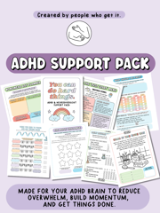 ADHD Support Pack (Printable PDF) – tools for dealing with procrastination, a lack of motivation, and brain shame