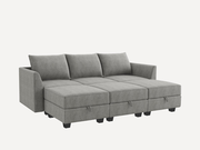 HONBAY 6-Piece Polyester Modular Sleeper Sectional Sofa With Storage Seat