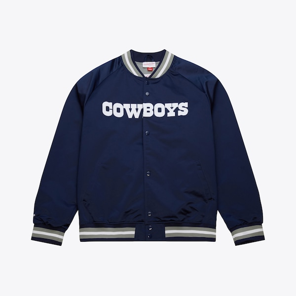 Men's Navy Dallas Cowboys Lightweight Satin Raglan Full-Snap Jacket