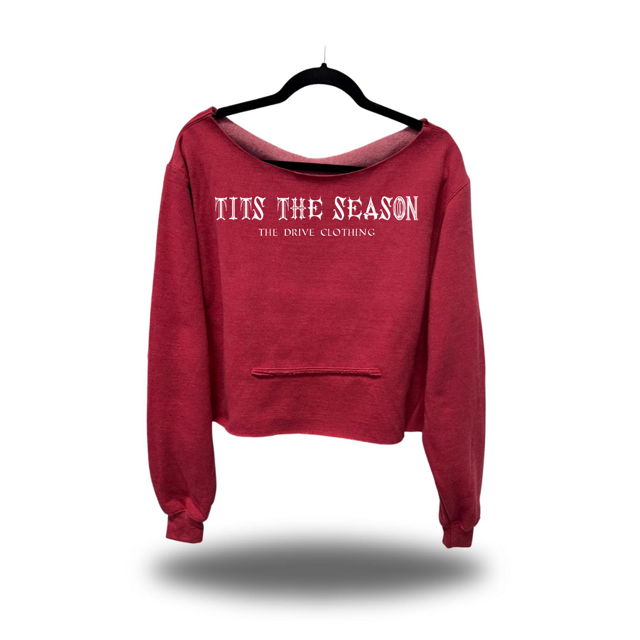 TITS THE SEASON ROAD RASH SLASH X RED CROP WIDENECK HOODIE