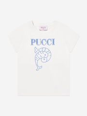 Girls Logo Print T-Shirt in Ivory