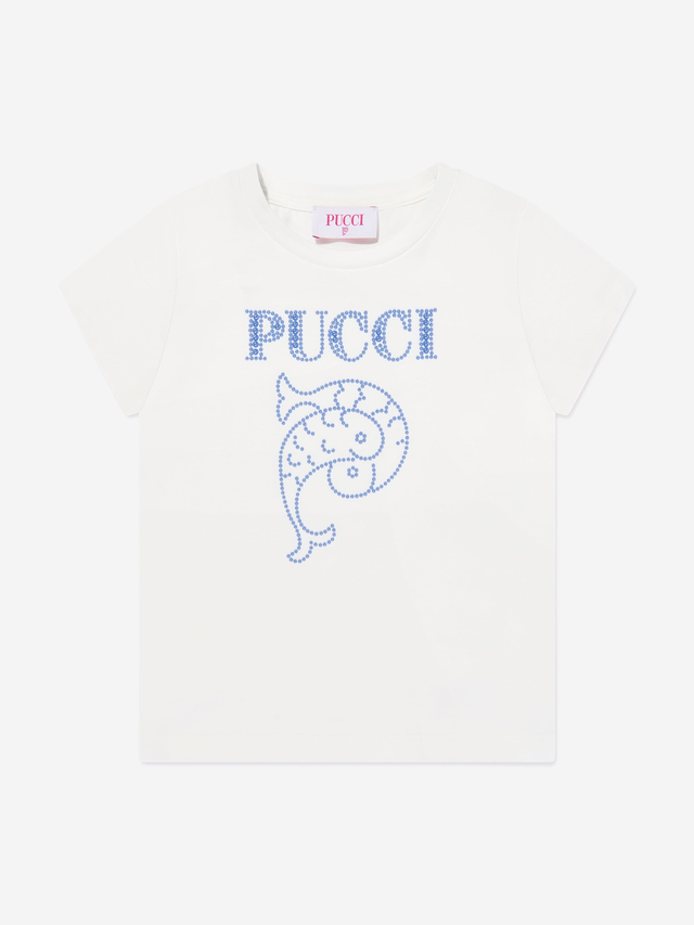 Girls Logo Print T-Shirt in Ivory