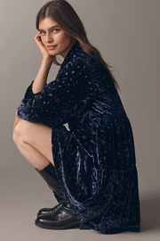 The Bettina Tiered Shirt Dress by Maeve: Mini Velvet Edition