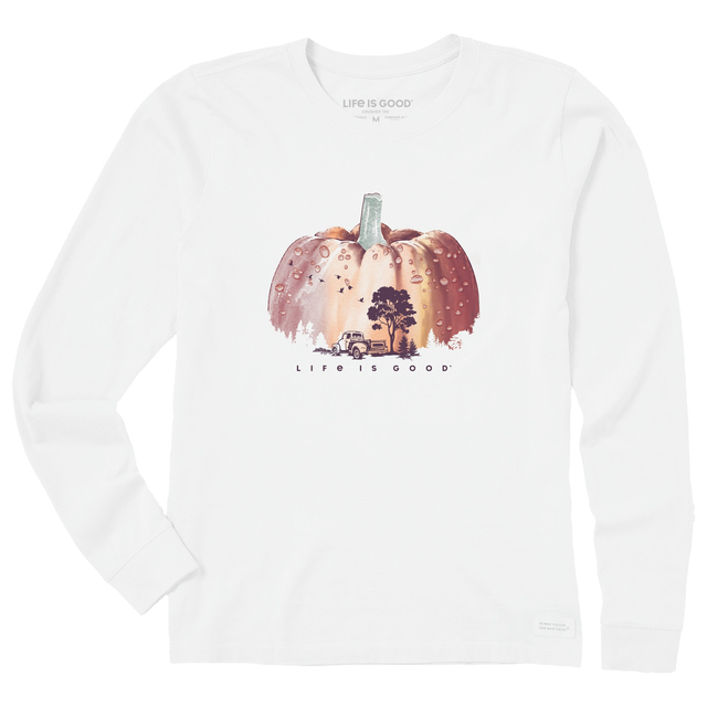 Women's Watercolor Pumpkin Long Sleeve Crusher Tee
