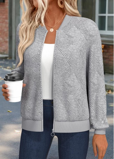 Light Grey Marl Tummy Coverage Long Sleeve Track Jacket