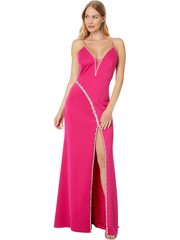 Long Jersey Spaghetti Strap Rhinestone