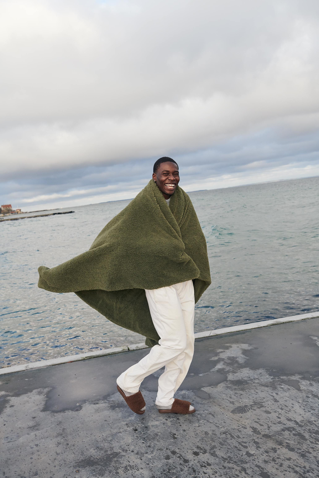 Faux Fur Throw Blanket - Olive