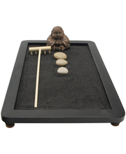 Happy Buddha Zen Garden with Grey Sand