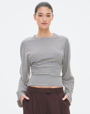 Stripe Cinched Longsleeve Top