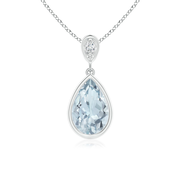 Bezel-Set Aquamarine Teardrop Pendant with Diamond | Angara