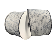 2.5" Gray Satin w/ Vertical Glitter Stripes Ribbon - 10yds