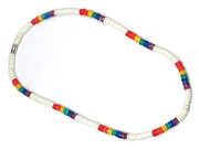 White & Rainbow Gay Pride Beads - Puka Shell Necklace - Gay & Lesbian LGBT Pride