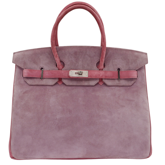 Hermès 35cm Birkin Doblis Pink/Lilac Suede Brushed Palladium Hardware