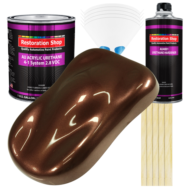 Whole Earth Brown Firemist Acrylic Urethane Auto Paint (Complete Gallon Paint Kit) Pro Single Stage Automotive Car Truck Coating 4:1 Mix Ratio 2.8 VOC