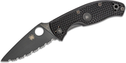 Spyderco Lightweight Tenacious Folding Knife 3.39 inch Black Oxide Serrated Blade, Black FRN Handles