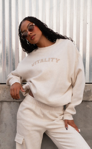 Vitality Cozy® Uni Crew - Oat Marl - Varsity