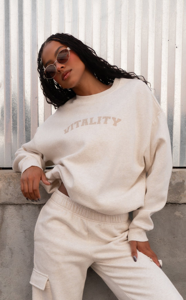 Vitality Cozy® Uni Crew - Oat Marl - Varsity