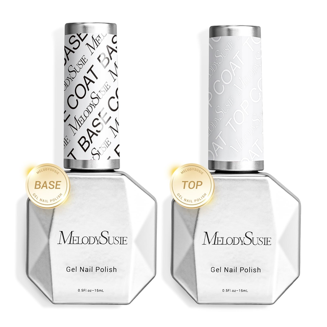 Glossy Top Coat & Base Coat Nail Gel Polish 2Pcs 15ml