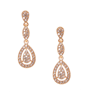 rose gold pavé teardrop rhinestone drop earrings
