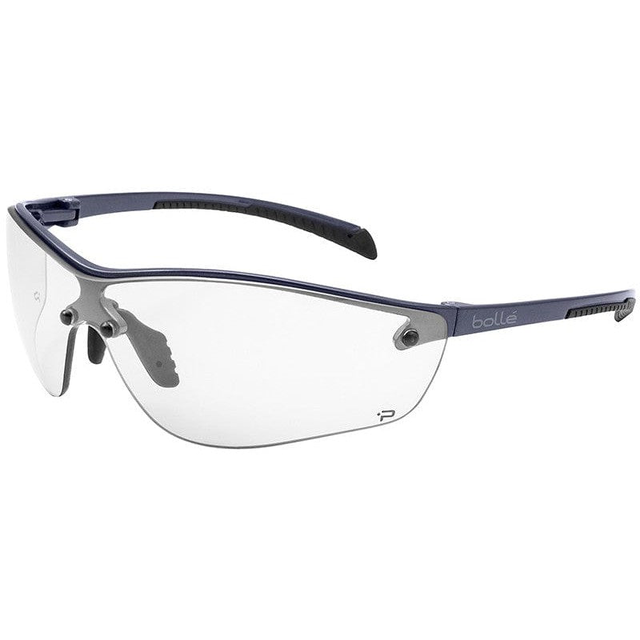 Bolle Silium Plus Safety Glasses with Graphite Colored Frame and Clear Anti-Fog Lens